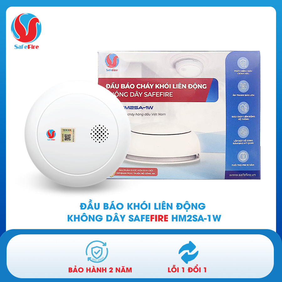 Đầu báo khói liên động không dây Safefire
